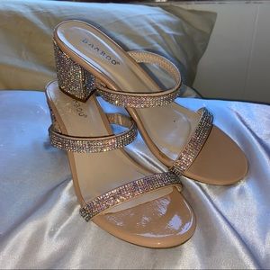 Bamboo nude/silver rhinestone heeled sandals 💎✨